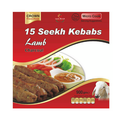 CROWN 15 SEEKH KEBABS LAMB CHARCOAL 900 GR
