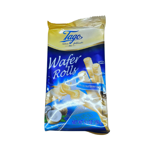 TAGO WAFER ROLLS WITH COCONUT FLAV CREAM 150 GR